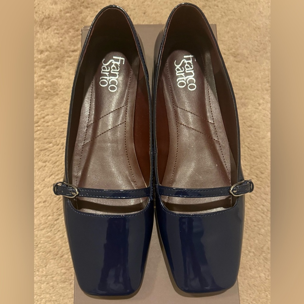 Franco Sarto Glossy Navy Flats